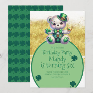 Invitation Ours de la Saint-Patrick Anniversaire Or Vert