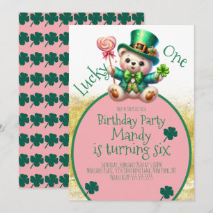 Invitation Ours de la Saint-Patrick Journée d'anniversaire de