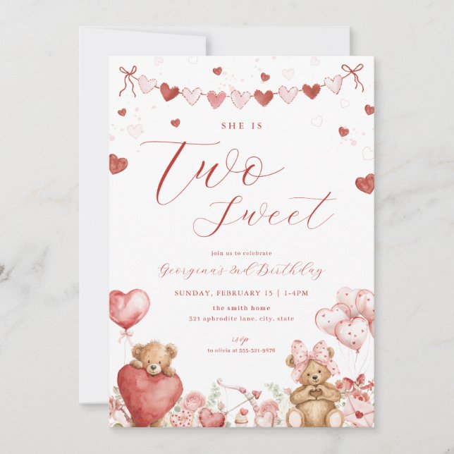 Invitation Ours de la Saint-Valentin Deux Douce Deuxième Invi (Devant)