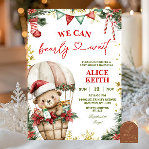 Invitation Ours de Noël Montgolfière Santa Garçon Baby Shower