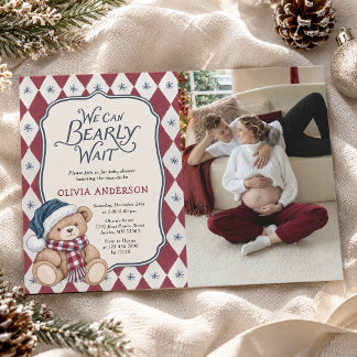 Invitation Ours de Noël vintage pour une baby shower prépa Ph