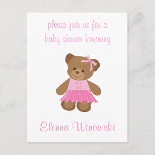 Invitation Ours de nounours avec l'invitation rose de baby