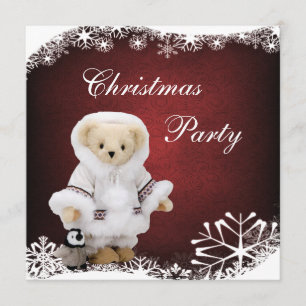 Invitation Ours de nounours et fête de Noël esquimaux mignons