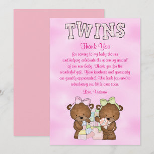 Invitation Ours de nounours jumel de filles de baby shower