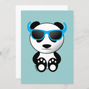 Invitation Ours de panda mignon cool avec lunettes de soleil 