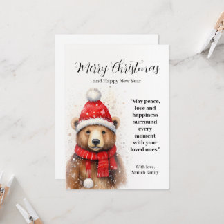 Invitation Ours d'hiver dans un chapeau rouge confortable