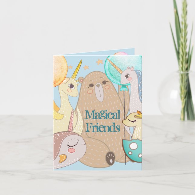 Invitation Ours d'invitation, Dragon, Licorne, Amis Magiques (Devant)