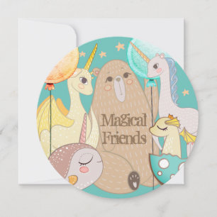 Invitation Ours d'invitation, Dragon, Licorne, Amis Magiques