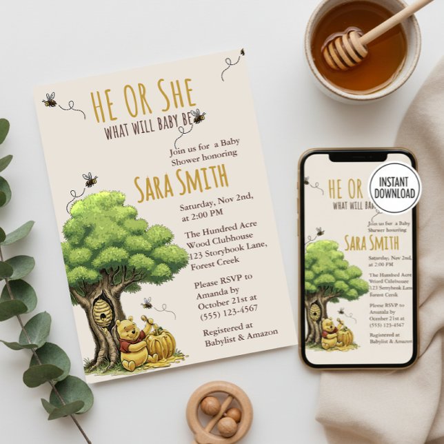 Invitation Ours du livre d'histoires classique "Que fera bébé (Créateur téléchargé)