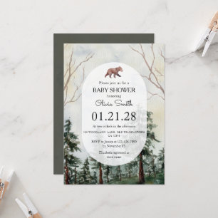 Invitation Ours élégant de la forêt de pins Shower bébé aqua