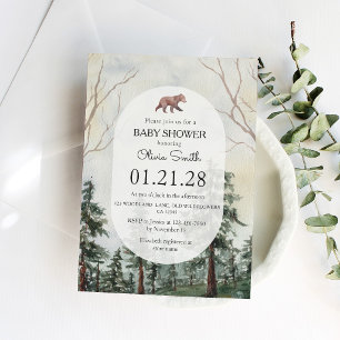 Invitation Ours élégant de la forêt de pins Shower bébé aqua