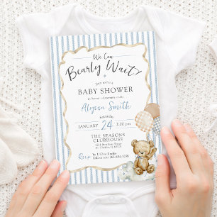 Invitation Ours en aquarelle à peine attendre Baby Shower gar