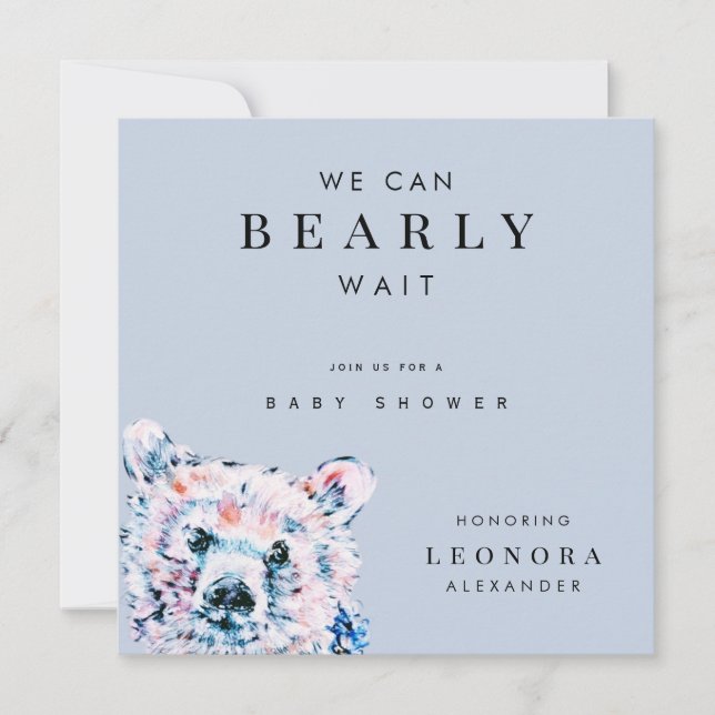 Invitation Ours en aquarelle Baby Shower (Devant)