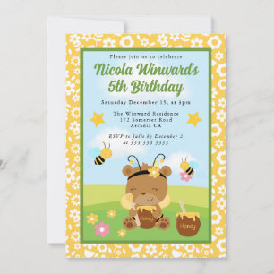 Invitation Ours en miel mignon et anniversaire des enfants ab