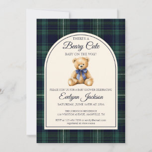 Invitation Ours en peluche à noeud bleu tout-en-un pour la Ba
