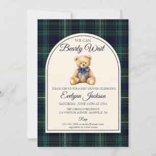 Invitation Ours en peluche à nœud bleu tout-en-un pour la Bab