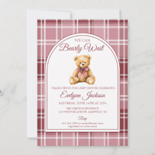Invitation Ours en peluche à noeud rose tout-en-un pour la Ba