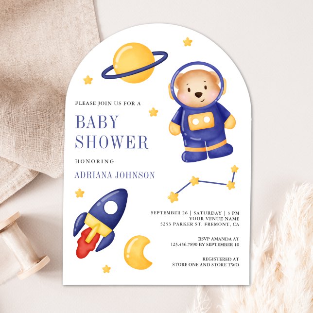 Invitation Ours en peluche astronaute dans l'espace Baby Show (Créateur téléchargé)