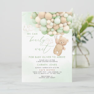 Invitation Ours en peluche avec ballons Baby shower Invitatio