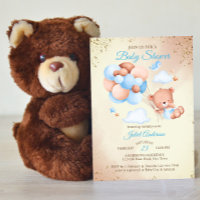Ours en peluche avec ballons baby shower modèle