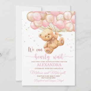 Invitation Ours en peluche Baby shower avec ballons Ours en p