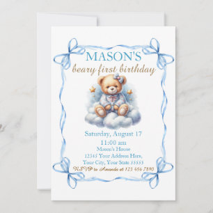 Invitation Ours en peluche Béaire en ballons colorés Premier