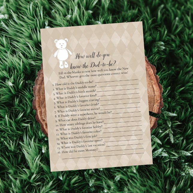 Invitation Ours en peluche blanc qui connaît le mieux papa Je (Créateur téléchargé)