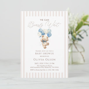 Invitation Ours en peluche bleu beige Fête de bébé Ourson Att