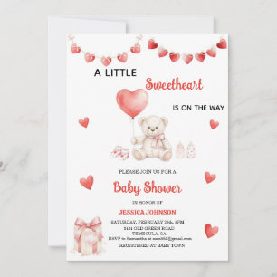 Invitation Ours en peluche coeurs pour la Saint-Valentin Baby