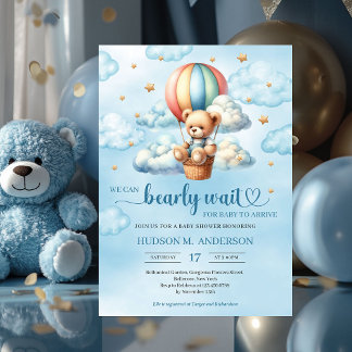 Invitation Ours en peluche coloré attendre le Baby shower gar