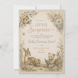 Invitation Ours en peluche de conte de fées neutre pour annon