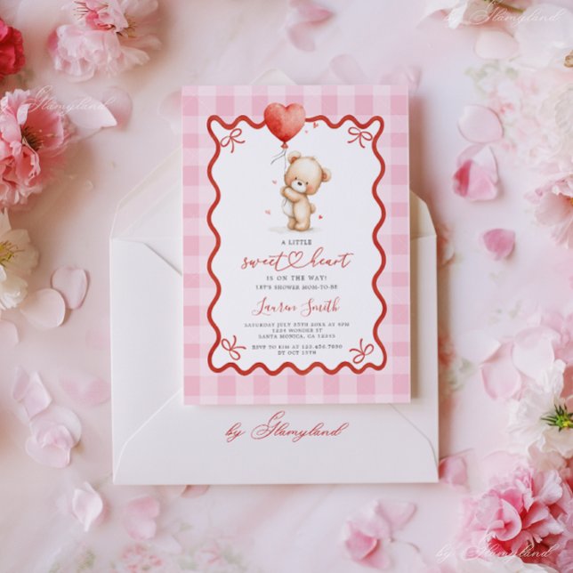 Invitation Ours en peluche de la Saint-Valentin pour bébé fil (Créateur téléchargé)