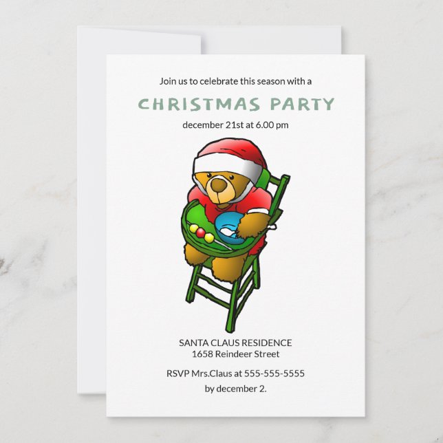 Invitation Ours en peluche de Noël (Devant)