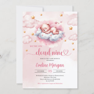 Invitation Ours en peluche dormant sur un baby shower de fill