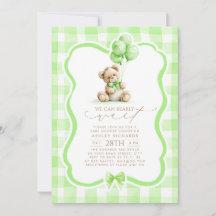 Ours en peluche Élégant Gingham Vert Sauge Baby Sh