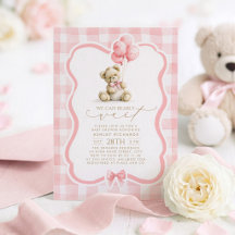 Ours en peluche Élégant Pastel Rose Gingham Baby S