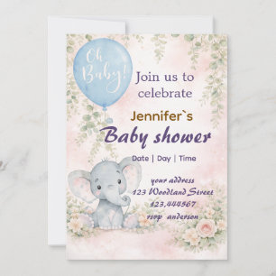 Invitation ours en peluche floral couleur eau douce Invitatio