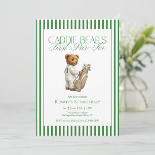Invitation Ours en peluche Golf 1er Anniversaire Caddie Ours