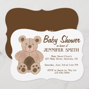 Invitation Ours en peluche marron Baby Shower Fête d'annivers