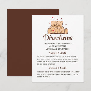 Invitation Ours en peluche marron Directions Mariage