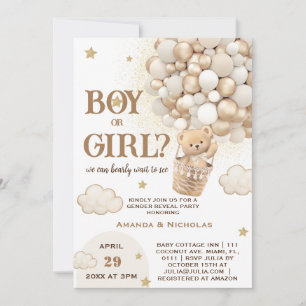 Invitation Ours en peluche mignon Blanc Beige Or Révélation d