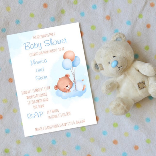 Invitation Ours en peluche mignon Pastel avec baby shower de  (Créateur téléchargé)