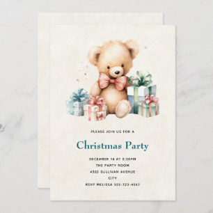 Invitation Ours en peluche mignonne avec cadeaux de Noël