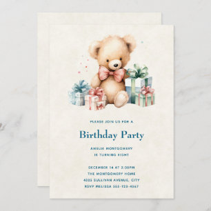 Invitation Ours en peluche mignonne avec présents Anniversair