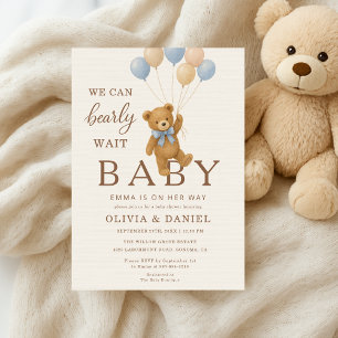 Invitation Ours en peluche neutre On Peut à peine Attendre