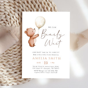 Invitation Ours en peluche neutre pour la fête de bébé Ourson