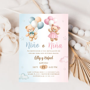 Invitation Ours en peluche Niño ou Niña révélation du sexe en