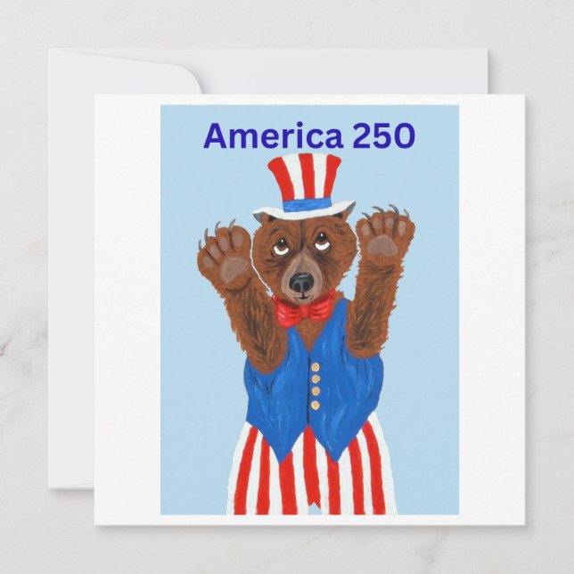 Invitation Ours en peluche Oncle Sam America 250 (Devant)