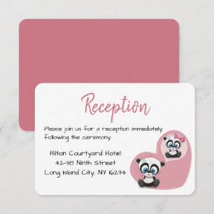 Invitation Ours en peluche Panda Rose Mariage Réception