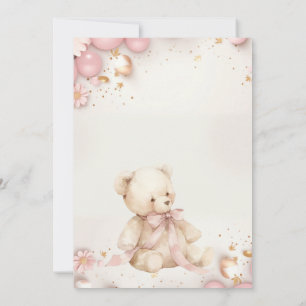 Invitation Ours en peluche Pastel Champagne Or Fille